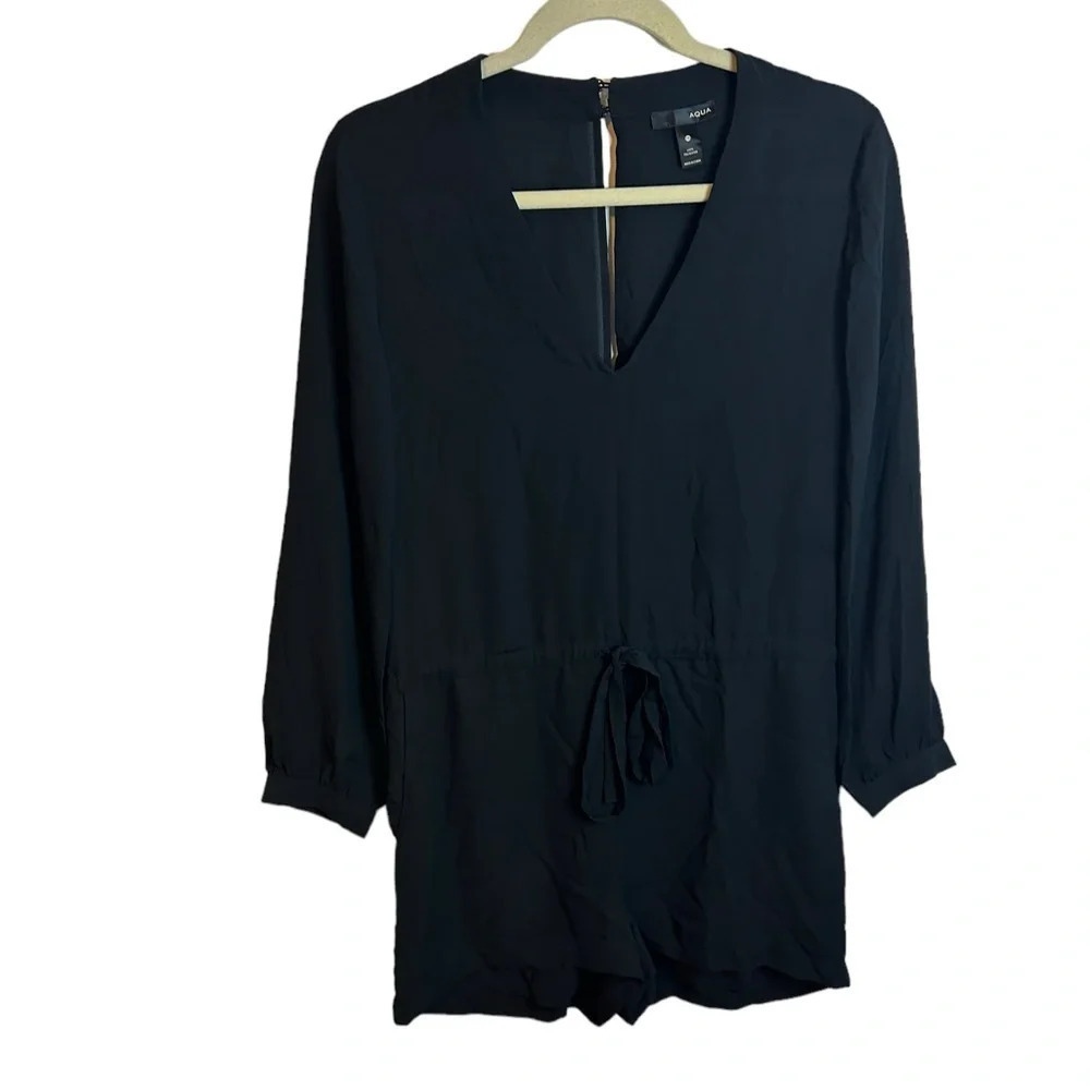 AQUA LONG SLEEVE BLACK ROMPER